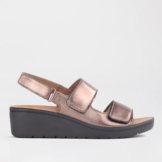 2-Strap Sandal in Lead Metallic