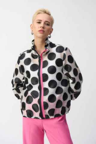Jospeh Ribkoff Polka Dot Jacket with Pink Zip