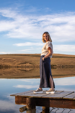 S-2 Linen Pull-On Skirt