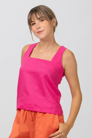 Isabella Square Neck Linen Top