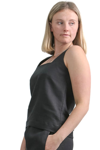 T-3 Square Neck Linen Top
