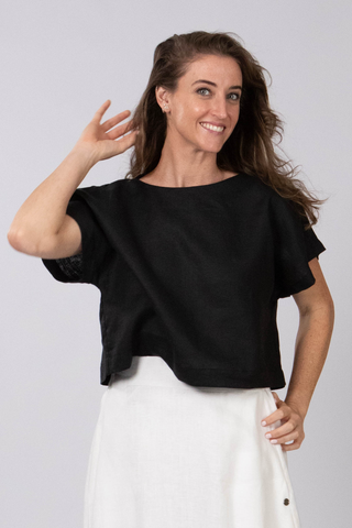 Willow Drop Shoulder Linen Top