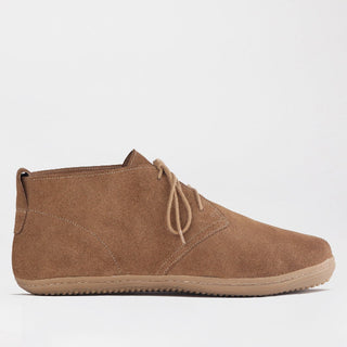 Froggie Barefoot Vellie in taupe — side view showing classic vellie silhouette with barefoot sole
