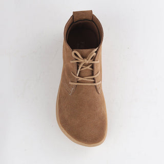 Froggie Barefoot Vellie in taupe — top angle view showing rounded toe shape
