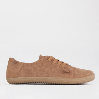 Froggie Elasticated Lace Barefoot Shoe in tobacco — side view showing elasticated lace-up front