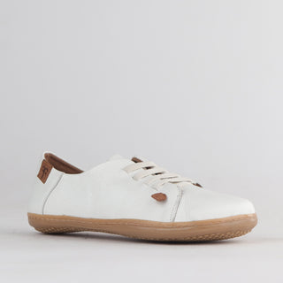 Froggie Elasticated Lace Barefoot Shoe in white — angled side view showing barefoot sole