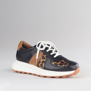 Froggie Lace-up Sneaker in black — angled side view showing lace-up front
