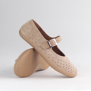 Froggie Mary Jane Barefoot Shoe in beige — pair shown together